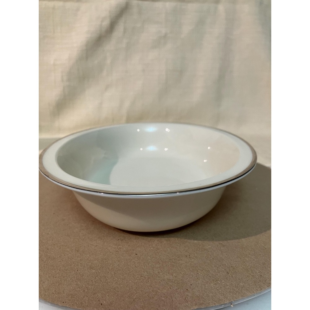 Lenox Serving Bowl Unisex Medium Ivory Excellent Montclair Platinum Trim Oval